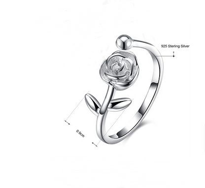 Anillo Abierto de Flor de Rosa, Anillo de Rosa, Anillo de Cola