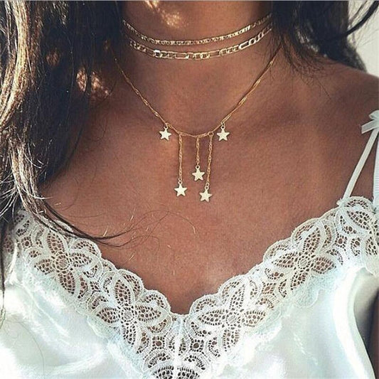 Collares con Colgante de Cristal en Capas para Hombres y Mujeres