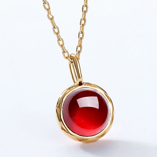 Colgante Minimalista de Granate en Plata S925 y Oro de 9K