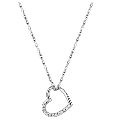 Collar de Circonita Corazón en Plata 925 para Mujer (Una Pieza)