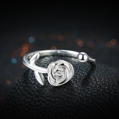 Anillo Abierto de Flor de Rosa, Anillo de Rosa, Anillo de Cola