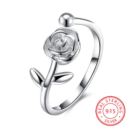 Anillo Abierto de Flor de Rosa, Anillo de Rosa, Anillo de Cola